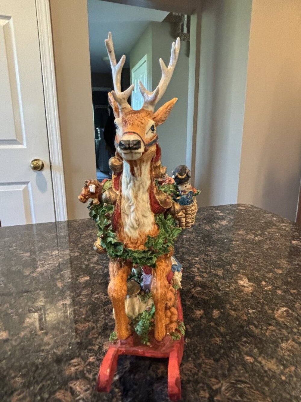 10" Poly-Resin Rocking Reindeer - Picture 4 of 7
